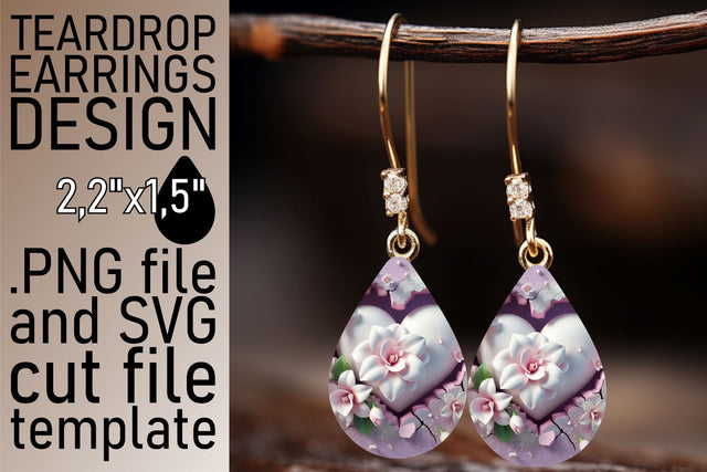 Beautiful sublimation artwork, ideal for teardrop earrings! , 3D Heart Sublimation afrosvg 