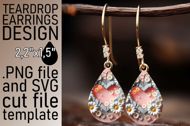 Beautiful sublimation artwork, perfect for earrings! , 3D Heart Sublimation afrosvg 