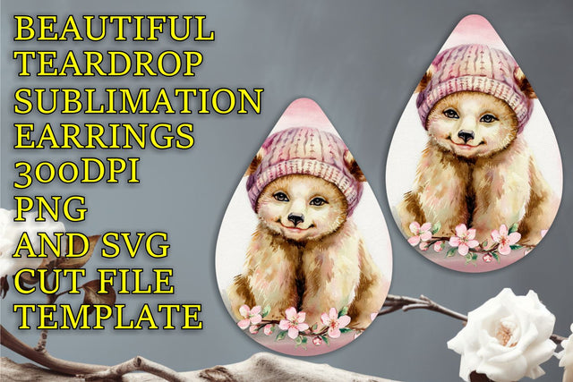 Beautiful sublimation file for earrings, crisp PNG format, Animals Sublimation HoodArtCraft 