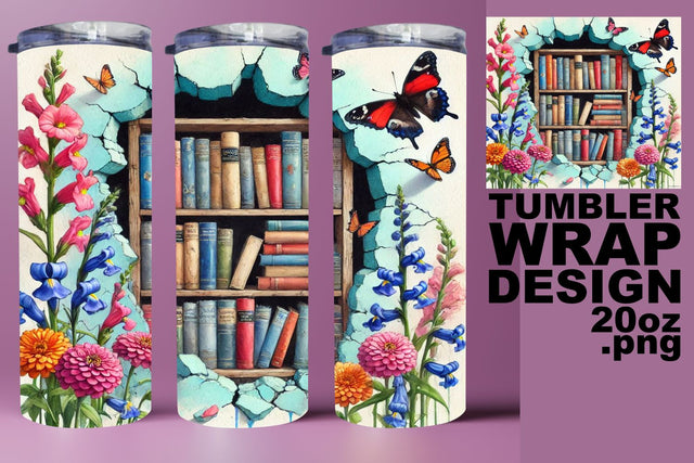 Beautiful tumbler design, high-quality PNG for fun! , Books Sublimation HoodArtCraft 