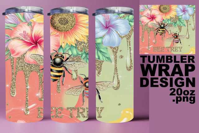 Beautiful tumbler design, high-quality PNG for gifts! , Bee Sublimation HoodArtCraft 