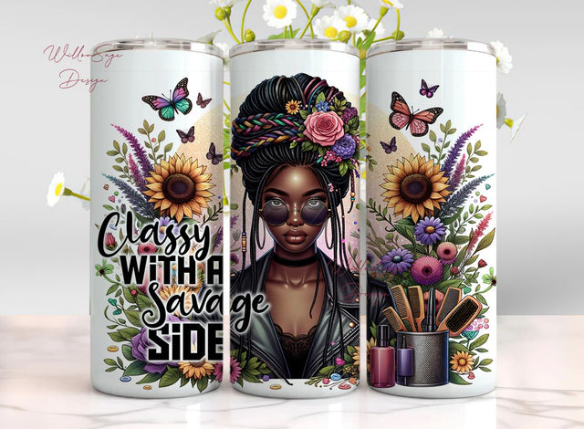 Beautiful Tumbler Wrap, Classy with a Savage Side 20oz Skinny Sublimation Tumbler Design Sublimation WillowSageDesign 