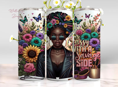 Beautiful Tumbler Wrap, Classy with a Savage Side 20oz Skinny Sublimation Tumbler Design Sublimation WillowSageDesign 
