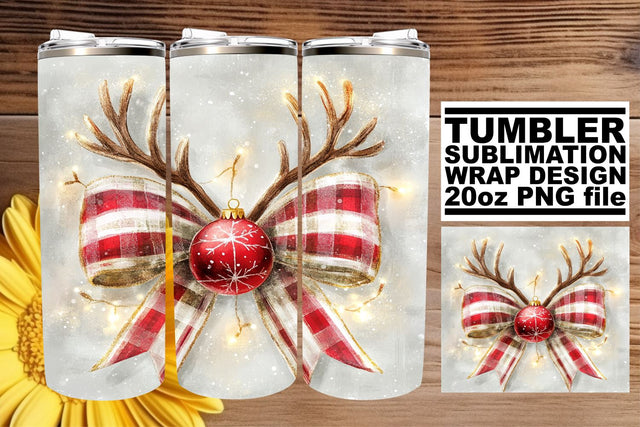 Beautiful tumbler wrap, designed for your creative projects! , Christmas Bow Sublimation afrosvg 