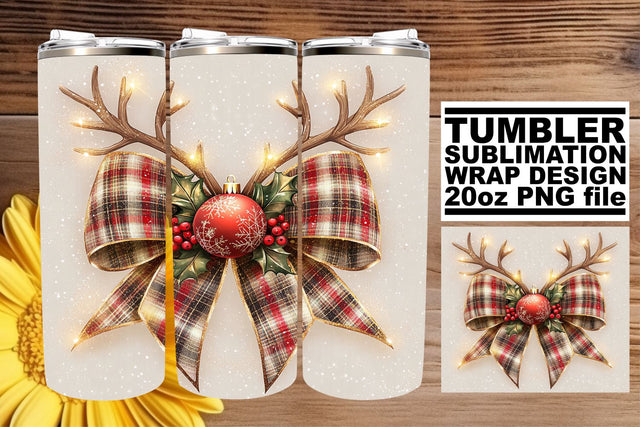 Beautiful tumbler wrap, perfect for memorable gifts! , Christmas Bow Sublimation afrosvg 