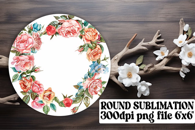 Beautiful Watercolor Flower Wreath Sublimation afrosvg 