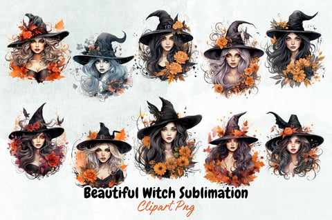 Beautiful Witch Sublimation Clipart Bundle Sublimation Designangry 