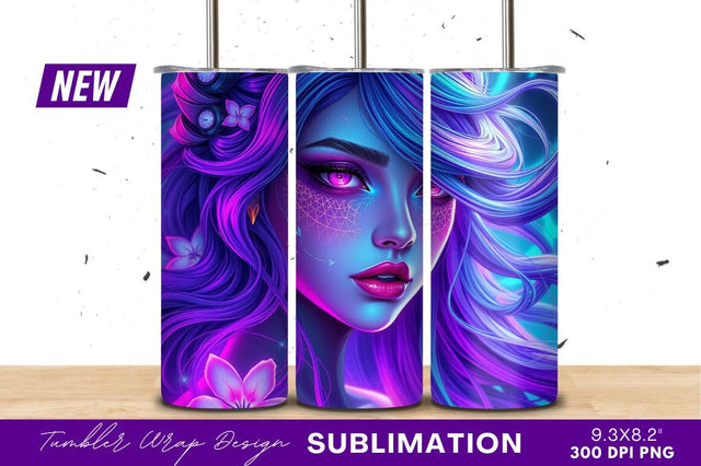 Beautiful Woman With Neon Hair And Floral Accents Sublimation Regulrcrative 