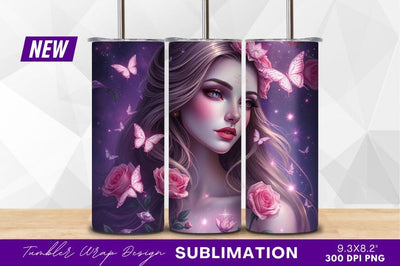 Beautiful Woman With Roses And Butterflies Sublimation Regulrcrative 