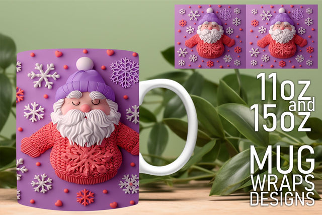 Beautifully crafted mug wraps, perfect for personal touches! , 3D Santa Sublimation HoodArtCraft 