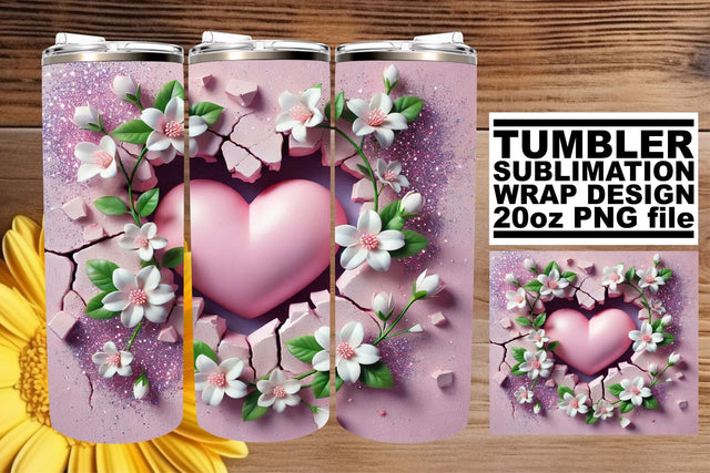 Beautifully crafted tumbler wrap, designed for clarity! , 3D Heart Sublimation afrosvg 