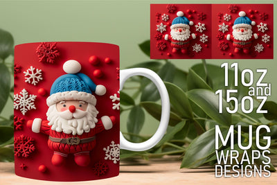 Beautifully crafted wraps, transform your mugs effortlessly! , 3D Santa Sublimation HoodArtCraft 
