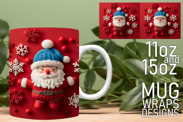 Beautifully crafted wraps, transform your mugs effortlessly! , 3D Santa Sublimation HoodArtCraft 