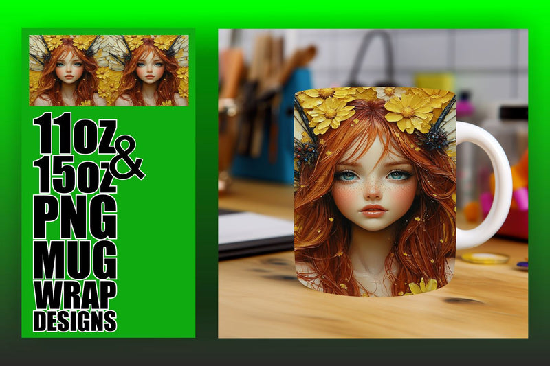 Beautifully crafted wraps, transform your mugs effortlessly! , Fairy Sublimation HoodArtCraft 