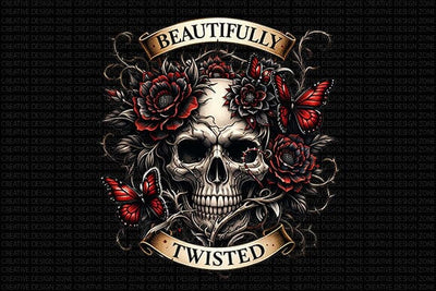 Beautifully Twisted Gothic Skull PNG | Dark Floral Sublimation Design SVG BillahCrafts 
