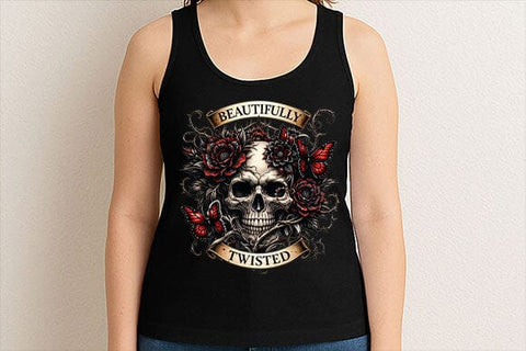 Beautifully Twisted Gothic Skull PNG | Dark Floral Sublimation Design SVG BillahCrafts 
