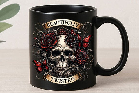 Beautifully Twisted Gothic Skull PNG | Dark Floral Sublimation Design SVG BillahCrafts 
