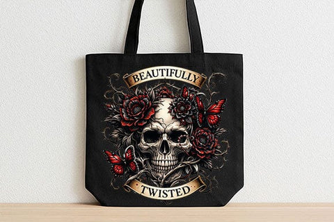 Beautifully Twisted Gothic Skull PNG | Dark Floral Sublimation Design SVG BillahCrafts 