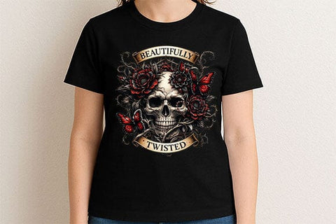 Beautifully Twisted Gothic Skull PNG | Dark Floral Sublimation Design SVG BillahCrafts 