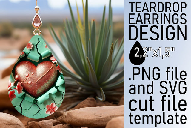 Beautifully vibrant design, great for earrings! , 3D Heart Sublimation afrosvg 