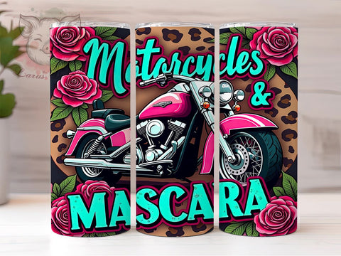 Beauty and Bikes Motorcycle Tumbler Wrap, Mascara Design, 20oz Tumbler, Sublimation Wrap, Biker Gift, Beauty and Bikes, Unique Drinkware Sublimation Lara' s Designs 