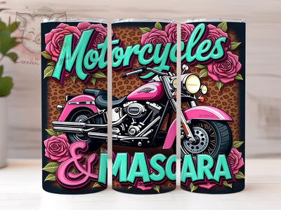 Beauty and Bikes Motorcycle Tumbler Wrap, Mascara Design, 20oz Tumbler, Sublimation Wrap, Biker Gift, Beauty and Bikes, Unique Drinkware Sublimation Lara' s Designs 