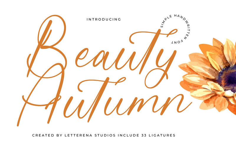 Beauty Autumn - Simple Handwritten Font Font Letterena Studios 
