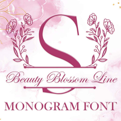 Beauty Blossom Line Monogram Font Dm Letter Studio 