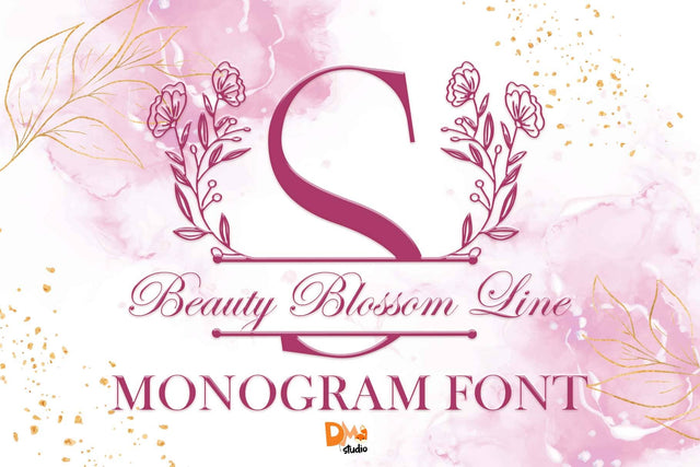 Beauty Blossom Line Monogram Font Dm Letter Studio 
