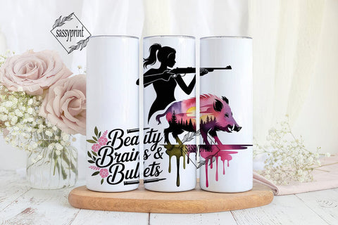 Beauty Brains & Bullets 20oz Tumbler Sublimation sassyprint 