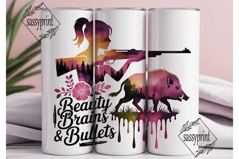 Beauty Brains & Bullets 20oz Tumbler Sublimation sassyprint 