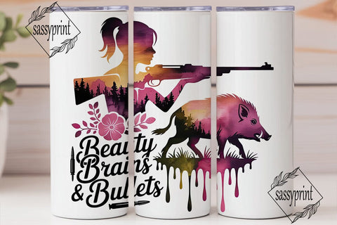 Beauty Brains & Bullets 20oz Tumbler Sublimation sassyprint 