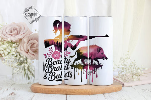 Beauty Brains & Bullets 20oz Tumbler Sublimation sassyprint 