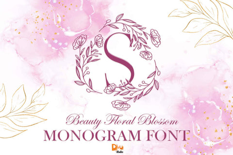Beauty Floral Blossom Monogram Font Dm Letter Studio 
