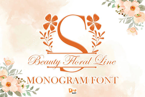 Beauty Floral Line Monogram Font Dm Letter Studio 
