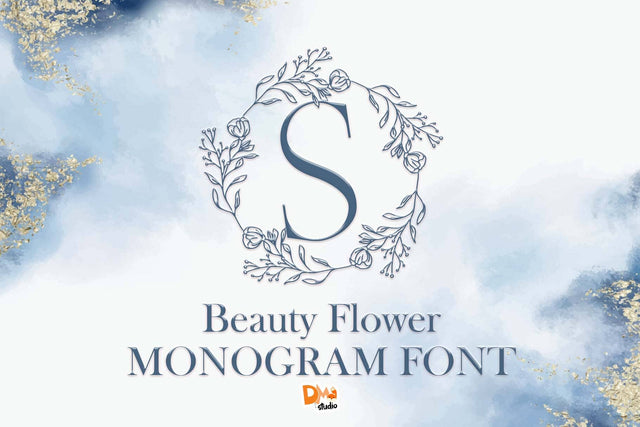 Beauty Flower Monogram Font Dm Letter Studio 