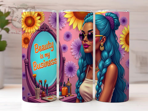 Beauty is My Business Tumbler, Sunflower Tumbler Wrap, 20oz Sublimation Design, Floral Tumbler PNG, Inspirational Tumbler Wrap, Digital Download Tumbler, Custom Sunflower Sublimation Lara' s Designs 