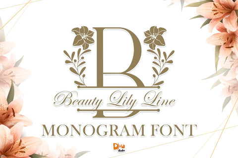 Beauty Lily Line Monogram Font Dm Letter Studio 