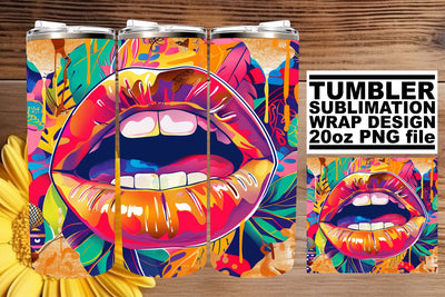 Beauty Lips Tumblers Wrap – 20oz Colorful Sublimation Print Sublimation afrosvg 