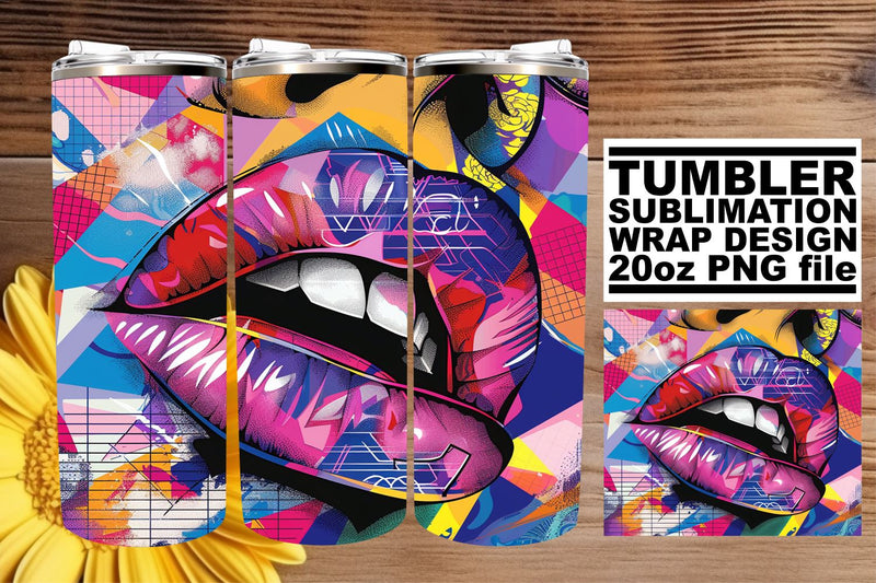 Beauty Lips Tumblers Wrap Colorful & Bold 20oz Sublimation Print Sublimation afrosvg 