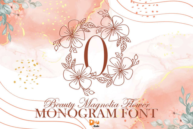 Beauty Magnolia Flower Monogram Font Dm Letter Studio 