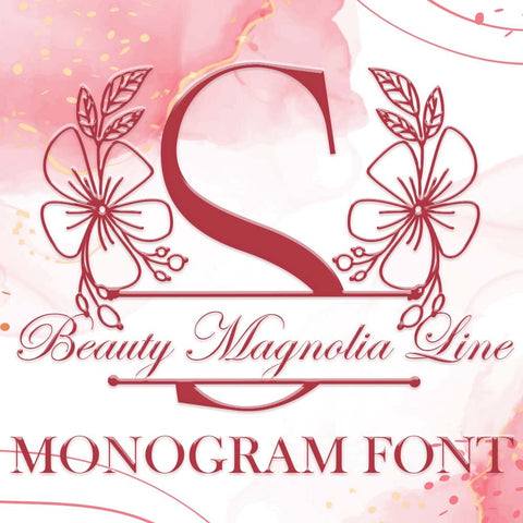 Beauty Magnolia Line Monogram Font Dm Letter Studio 