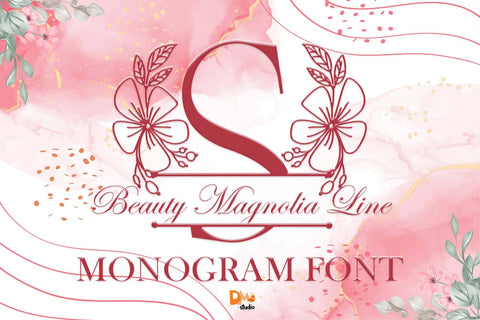 Beauty Magnolia Line Monogram Font Dm Letter Studio 