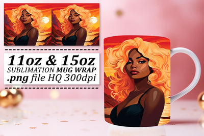 Beauty Mug Wrap Afro Sunset Sublimation afrosvg 