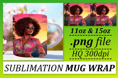 Beauty Mug Wrap Melanin Sunset Sublimation afrosvg 