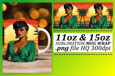 Beauty Mug Wrap Sunset Melanin Sublimation afrosvg 
