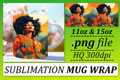 Beauty Sunset Mug Wrap Melanin Design Sublimation afrosvg 