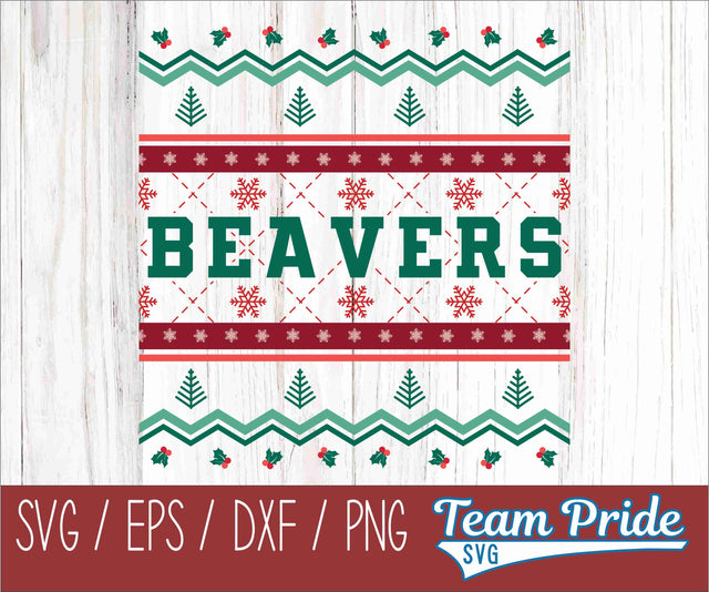 Beavers Ugly Christmas Sweater Festive Holiday Design SVG, EPS, DXF, PNG SVG Team Pride SVG 