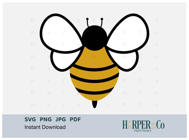 Bee 1 SVG PNG Cut EPS File SVG HarperNCo 