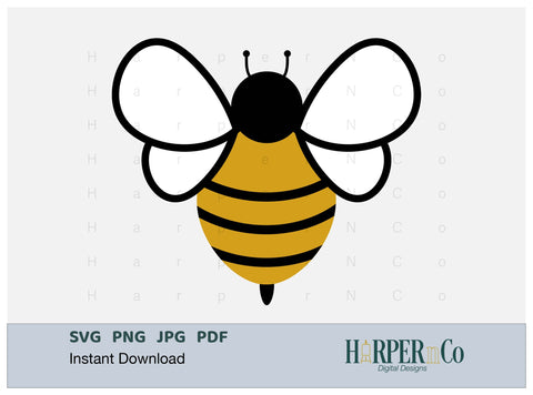 Bee 1 SVG PNG Cut EPS File SVG HarperNCo 